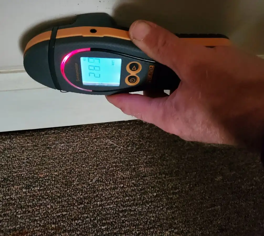 Moisture detection at baseboard during Burst Pipe Cleanup in Peoria